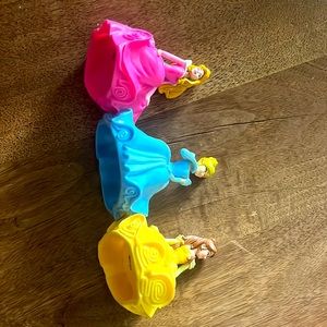 3 princess cake toppers. Cinderella, Belle and Aurora (sleeping beauty).